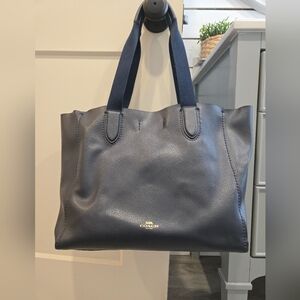 Authentic Coach Derby Tote Navy Pebbled Leather Shoulder Bag F58660